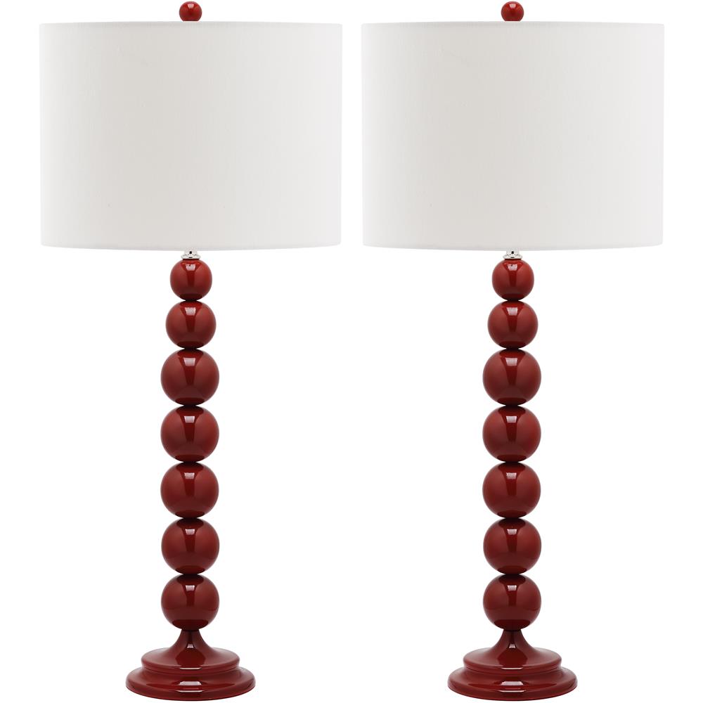 Safavieh LIT4090E JENNA STACKED BALL (SET OF 2) RED BASE AND NECK TABLE LAMP